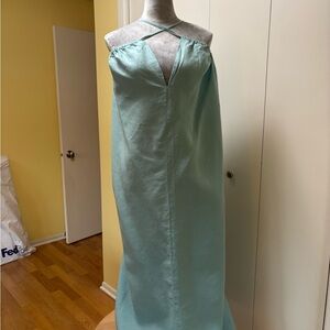 Strapless Halter Light Aqua Maxi Dress XXL